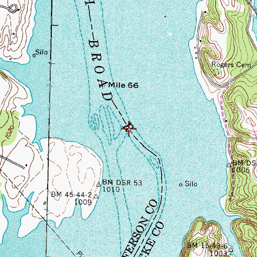 Topographic Map of Ten Island Shoals, TN