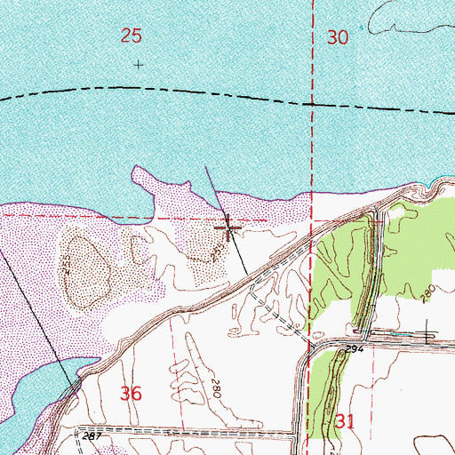 Topographic Map of Head of Island Number Thirteen Dikes, TN