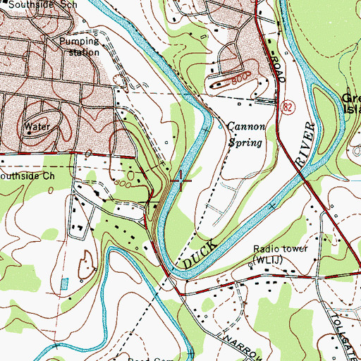 Topographic Map of Cow Ford, TN