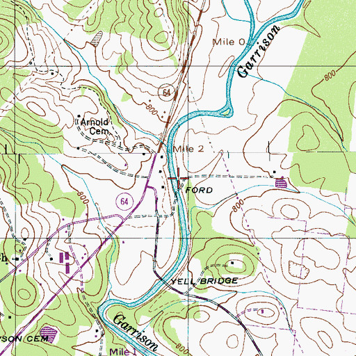Topographic Map of Mullins Mill (historical), TN