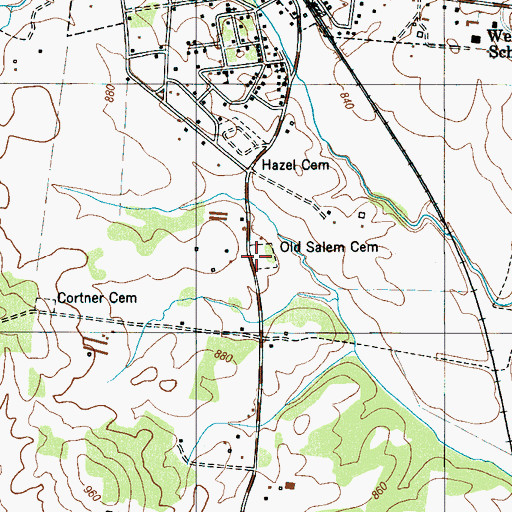 Topographic Map of Salem Church (historical), TN