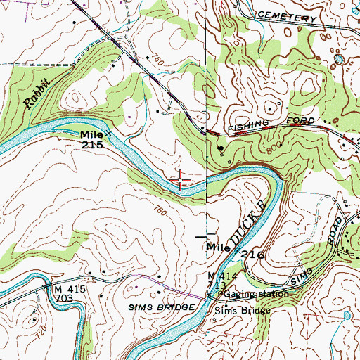 Topographic Map of Thompsons Mill (historical), TN
