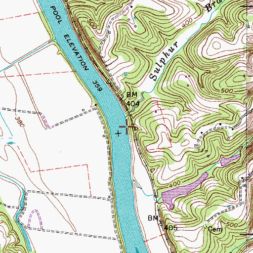 Topographic Map of Burtons Landing, TN