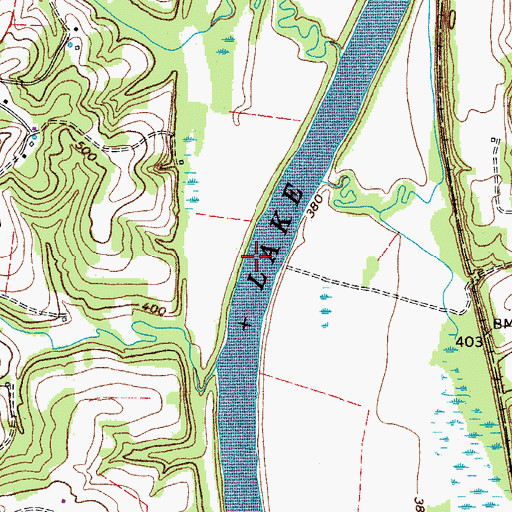 Topographic Map of Coxs Bar, TN