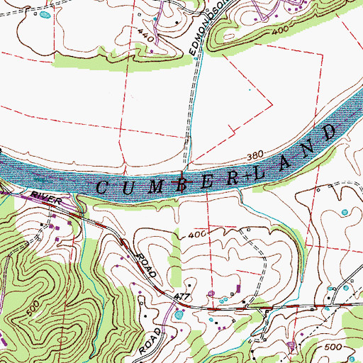 Topographic Map of Edmondsons Ferry (historical), TN