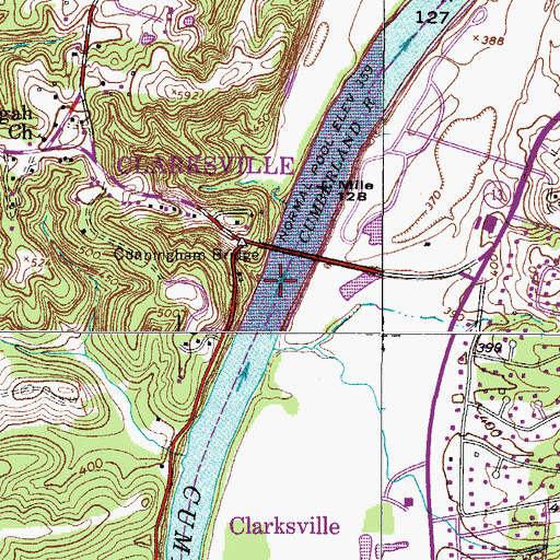 Topographic Map of Geiser Bar, TN