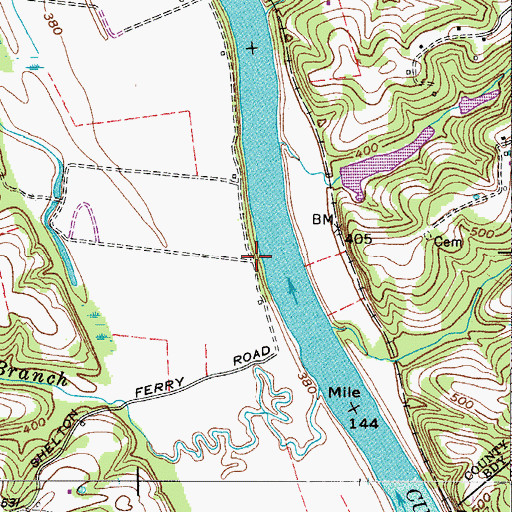 Topographic Map of Harris Landing, TN