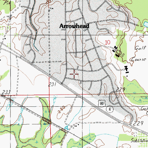 Topographic Map of Arrowhead, AL