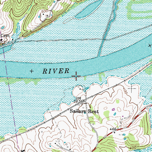 Topographic Map of Sailors Rest Landing (historical), TN