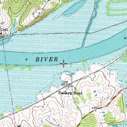 Topographic Map of Sailors Rest Landing (historical), TN