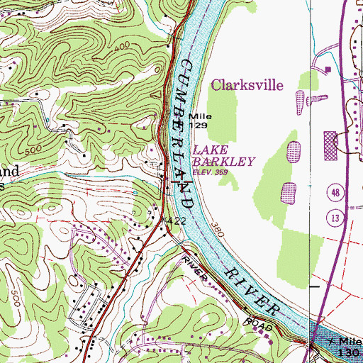 Topographic Map of Searcys Ferry (historical), TN