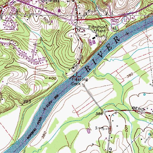 Topographic Map of Seven Mile Ferry (historical), TN