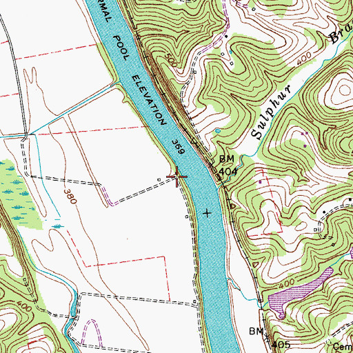 Topographic Map of Sheltons Landing, TN