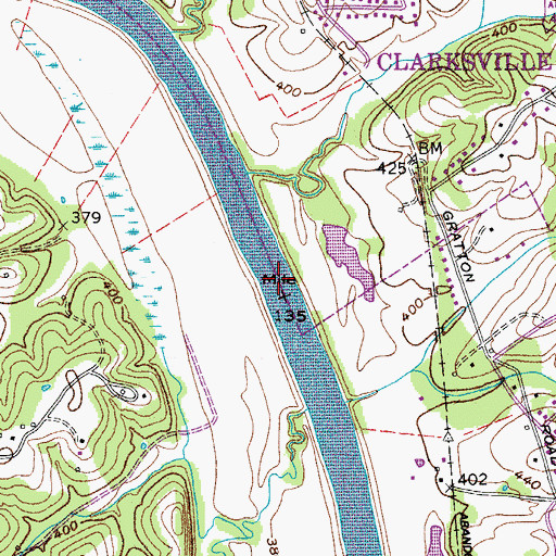 Topographic Map of Whiskey Bar, TN