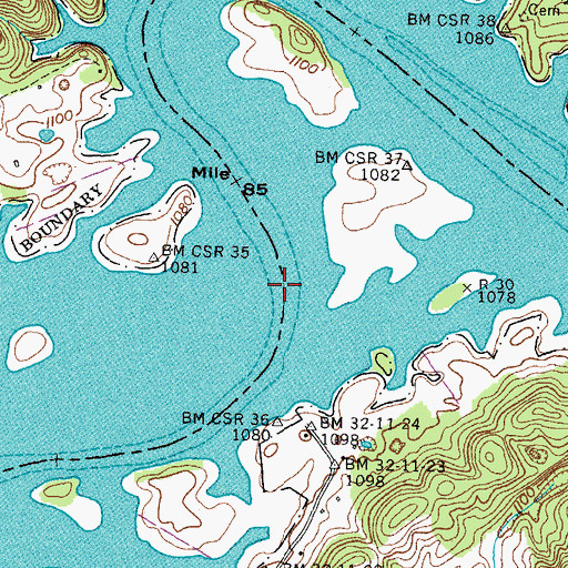 Topographic Map of Half Moon Shoals, TN