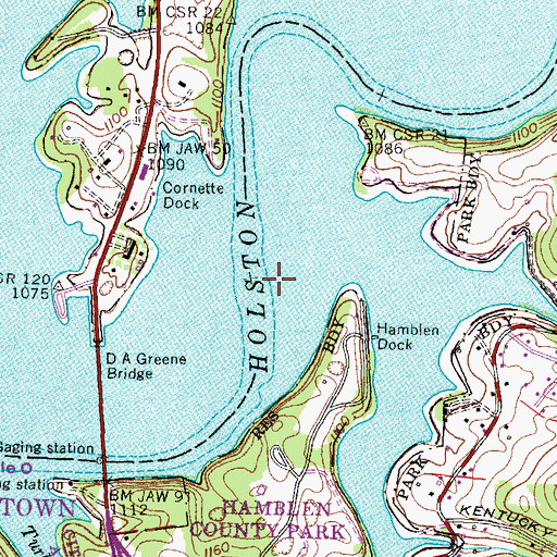 Topographic Map of Manns Creek, TN