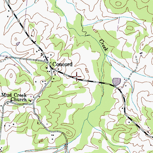 Topographic Map of Concord Baptist Church, TN