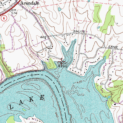 Topographic Map of Avondale Access Area, TN