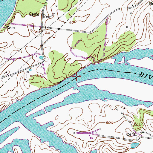 Topographic Map of Belotes Ferry (historical), TN