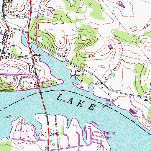 Topographic Map of Bulls Creek Access Area, TN