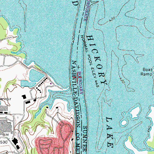Topographic Map of Old Lock and Dam Number Three (historical), TN