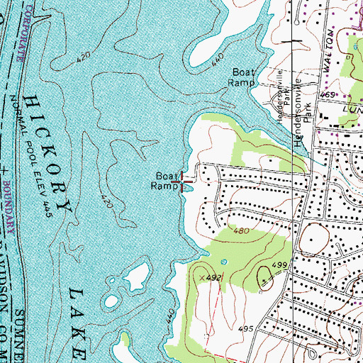 Topographic Map of Old Lock Three Access Area, TN