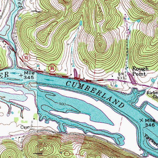 Topographic Map of Dycus Landing, TN