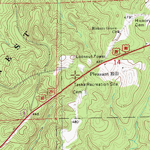 Topographic Map of Taska Recreation Site, AL