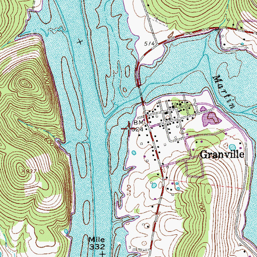 Topographic Map of Granville Landing, TN