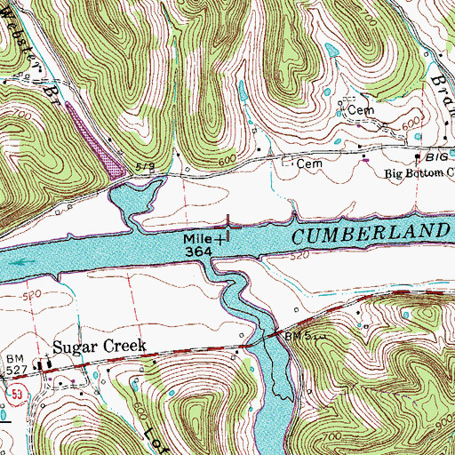 Topographic Map of Halls Landing, TN