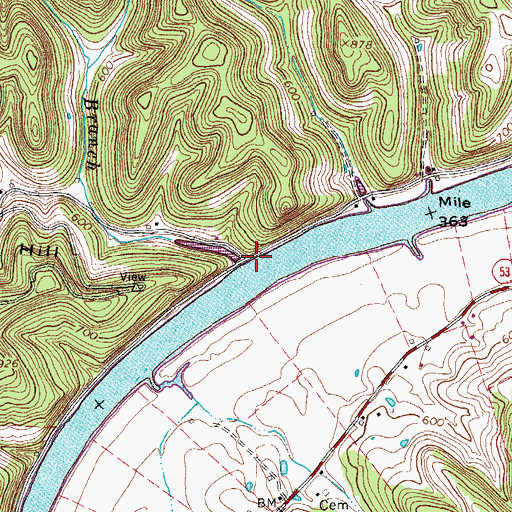 Topographic Map of Lock Branch Landing, TN