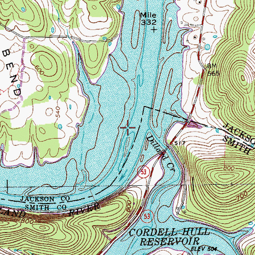 Topographic Map of Niagara Shoals, TN