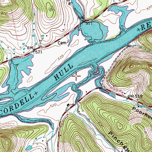 Topographic Map of Rays Bar, TN