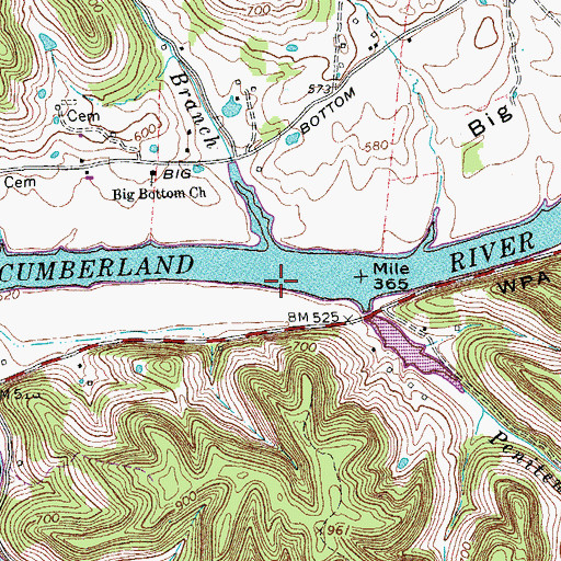 Topographic Map of Rose Bar, TN