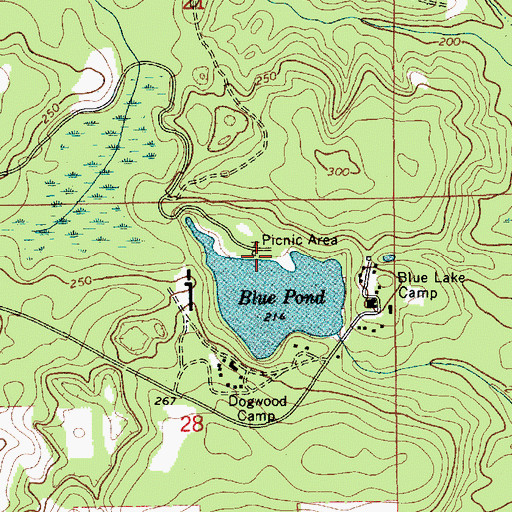 Topographic Map of Blue Pond Recreation Area, AL