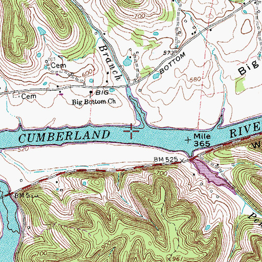 Topographic Map of Rose Shoals, TN
