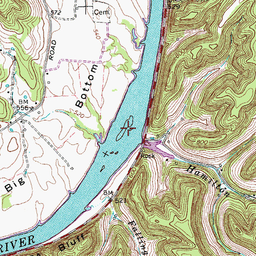 Topographic Map of Scantlin Island (historical), TN
