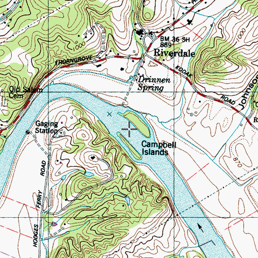 Topographic Map of Campbells Shoals, TN
