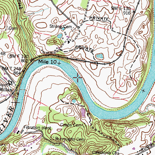Topographic Map of Double Fish Trap Shoals, TN