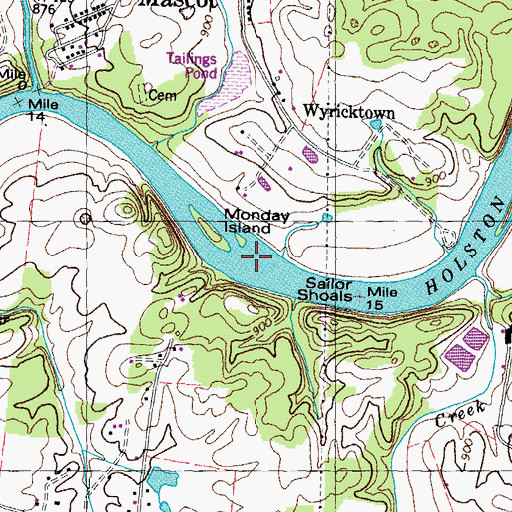 Topographic Map of Flat Creek Shoals, TN