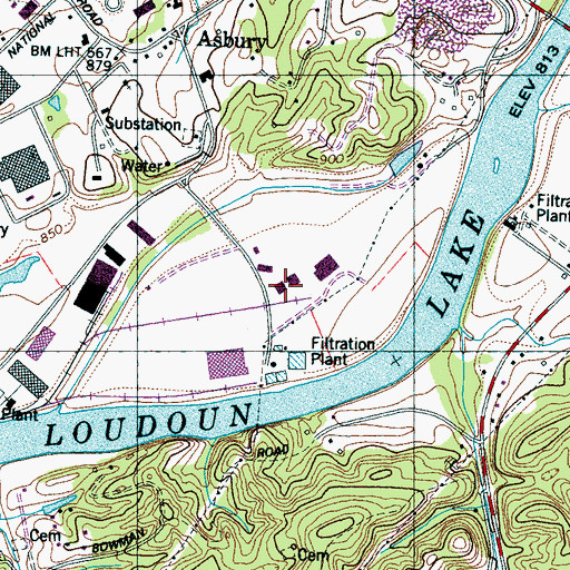 Topographic Map of Huffaker Island, TN