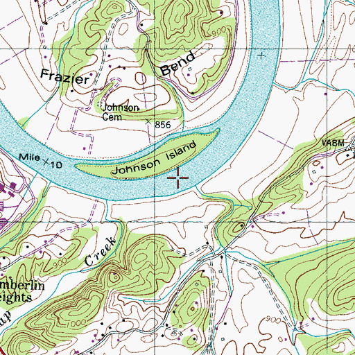 Topographic Map of Johnsons Shoals, TN
