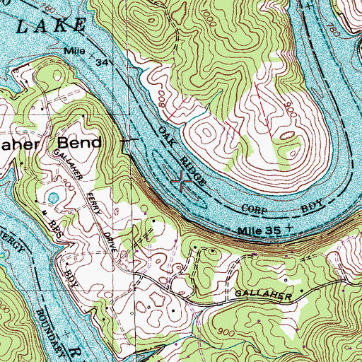 Topographic Map of Jones Island (historical), TN