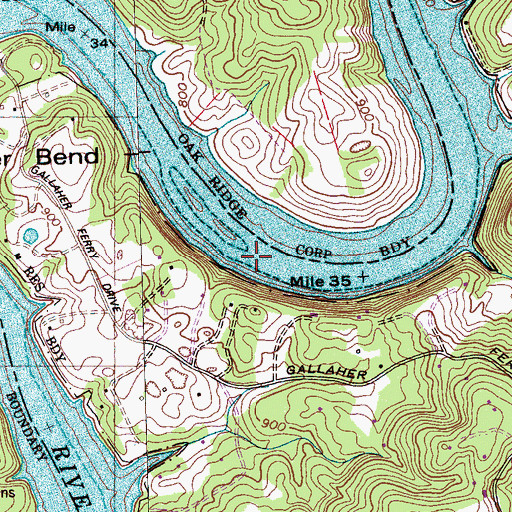 Topographic Map of Jones Shoals, TN