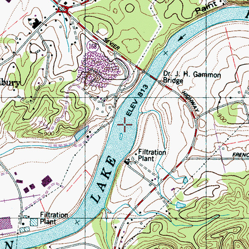 Topographic Map of Paint Rock Shoals, TN