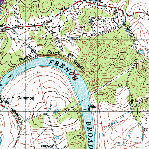 Topographic Map of Pattys Shoals, TN