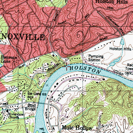 Topographic Map of Sawmill Run, TN