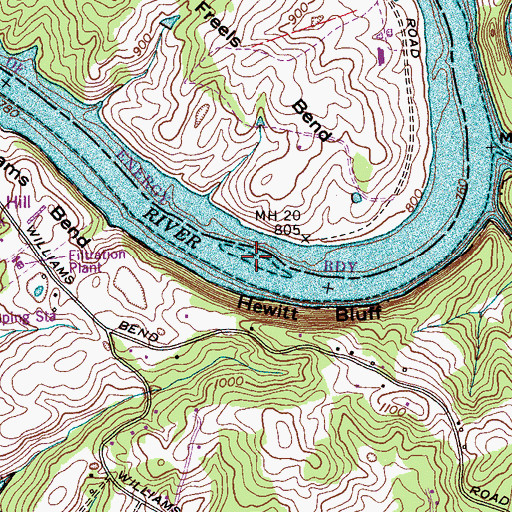 Topographic Map of Sneaking Island (historical), TN