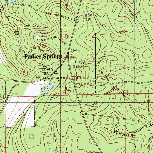 Topographic Map of Parker Springs Lookout, AL