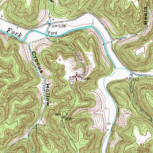 Topographic Map of Dry Fork Church (historical), TN